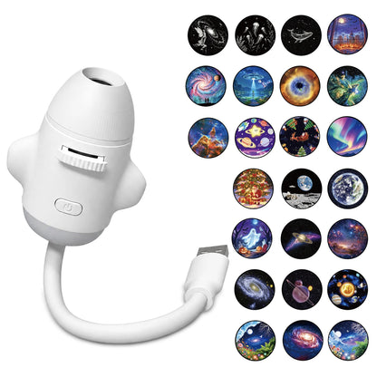 2-in-1 Rocket Galaxy Projection Light Adjustable Focus Ambient Star Projector Lights Car Projection Lamp Space Moon Night Light